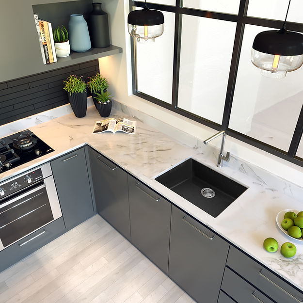 black kitchen sink