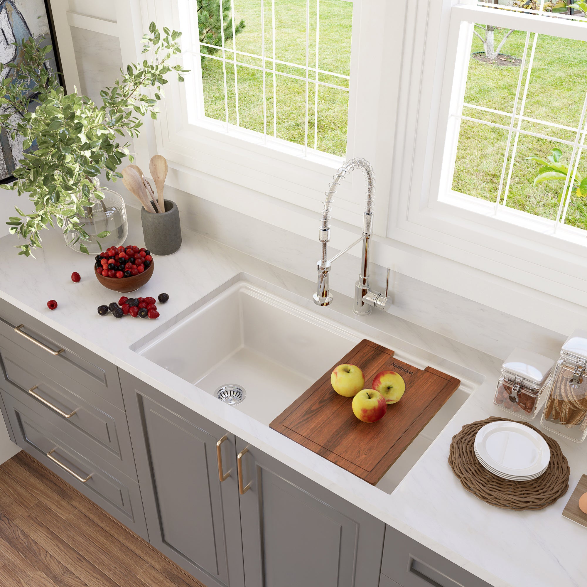 white kitchen sink