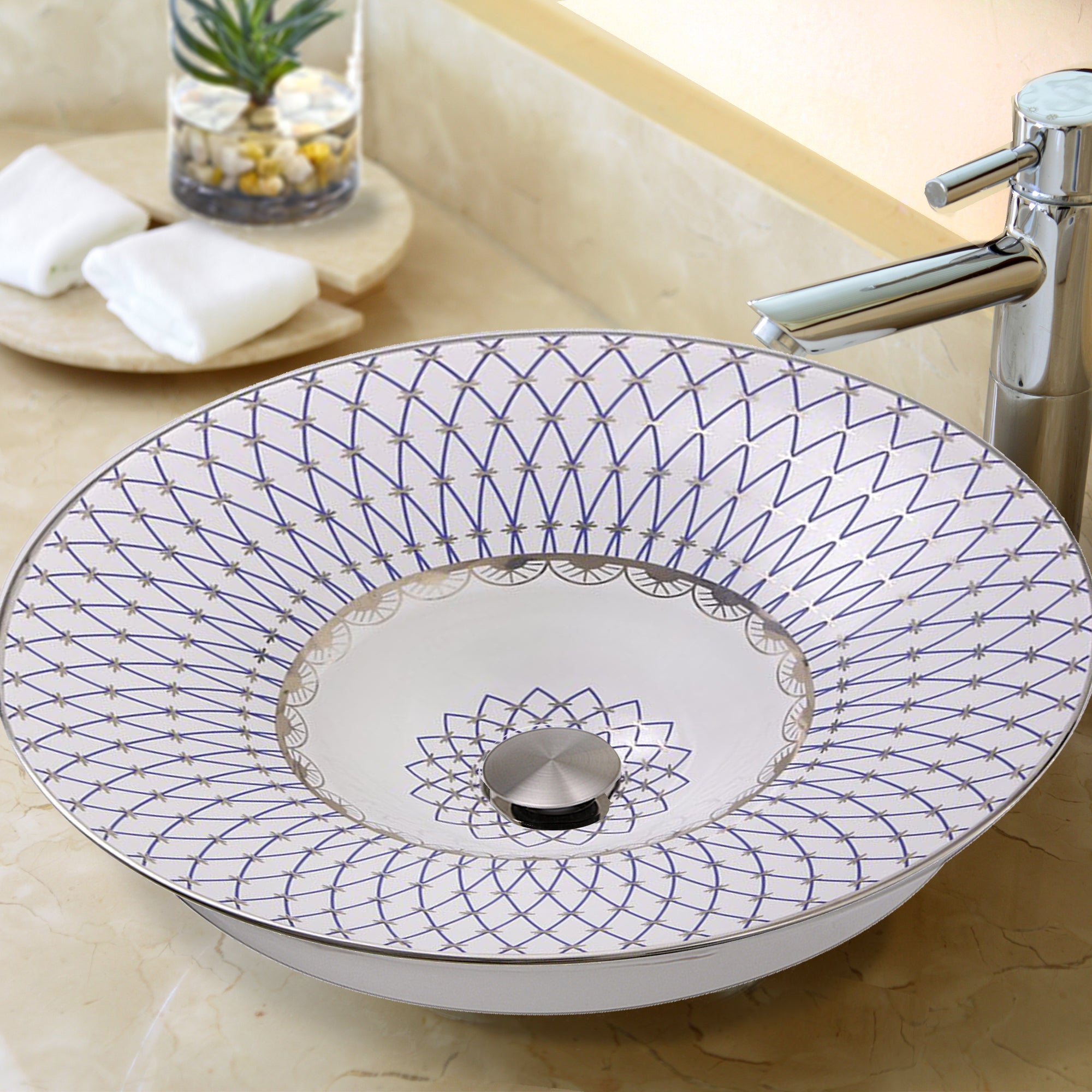 white/blue bathroom sink