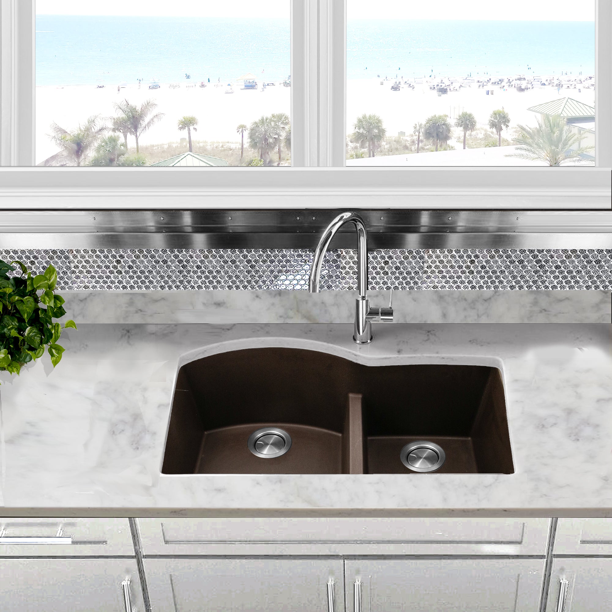 brown kitchen sink