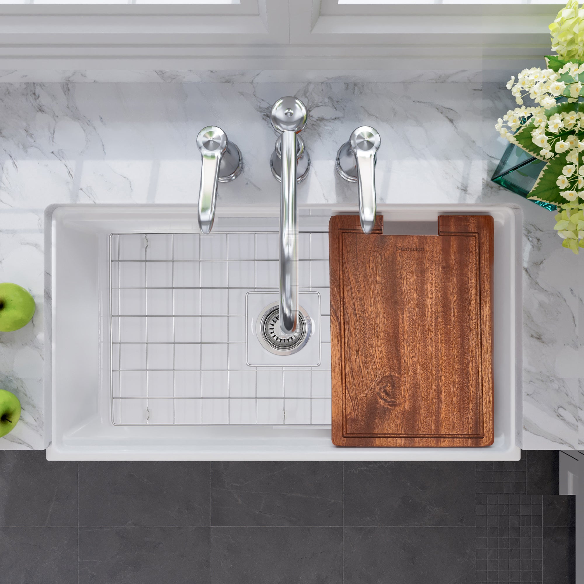 white kitchen sink