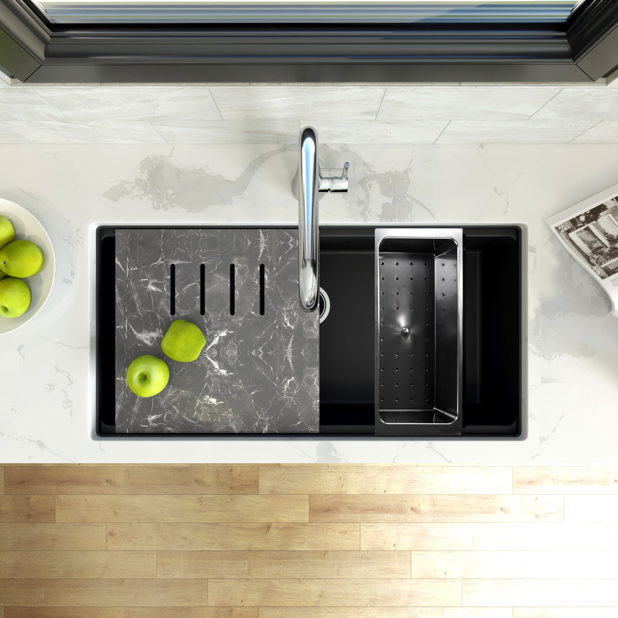 black kitchen sink