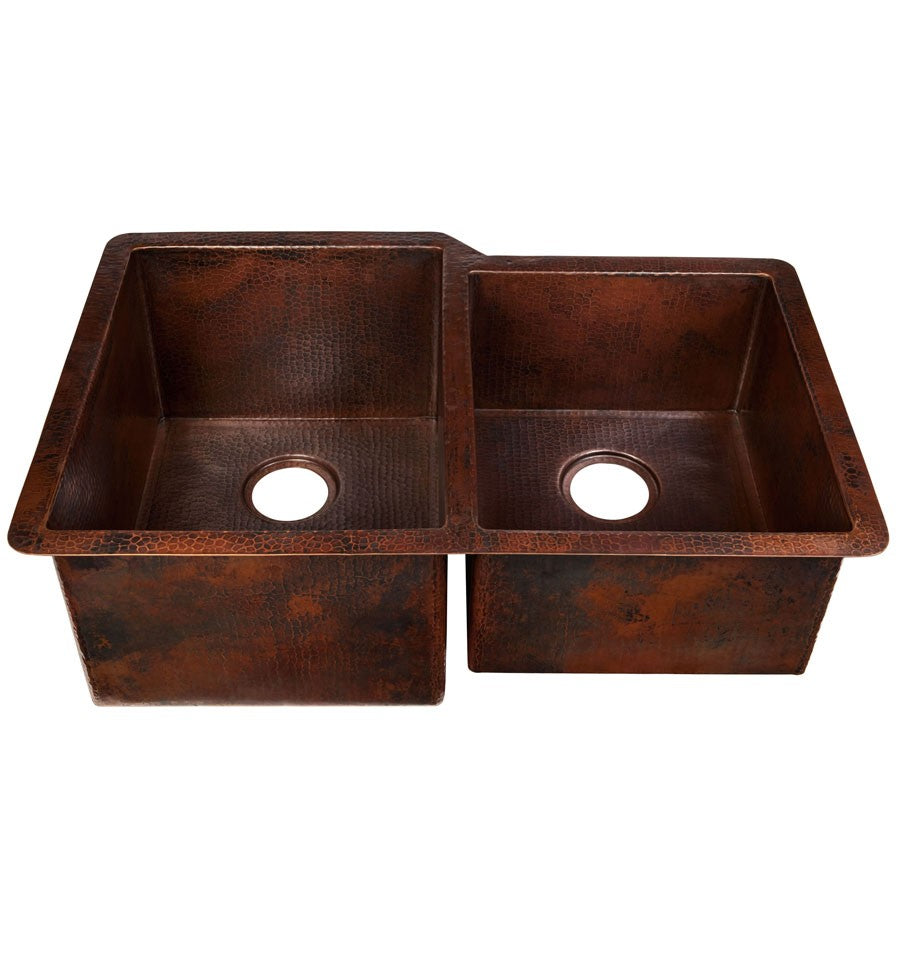 aged copper hammered sink