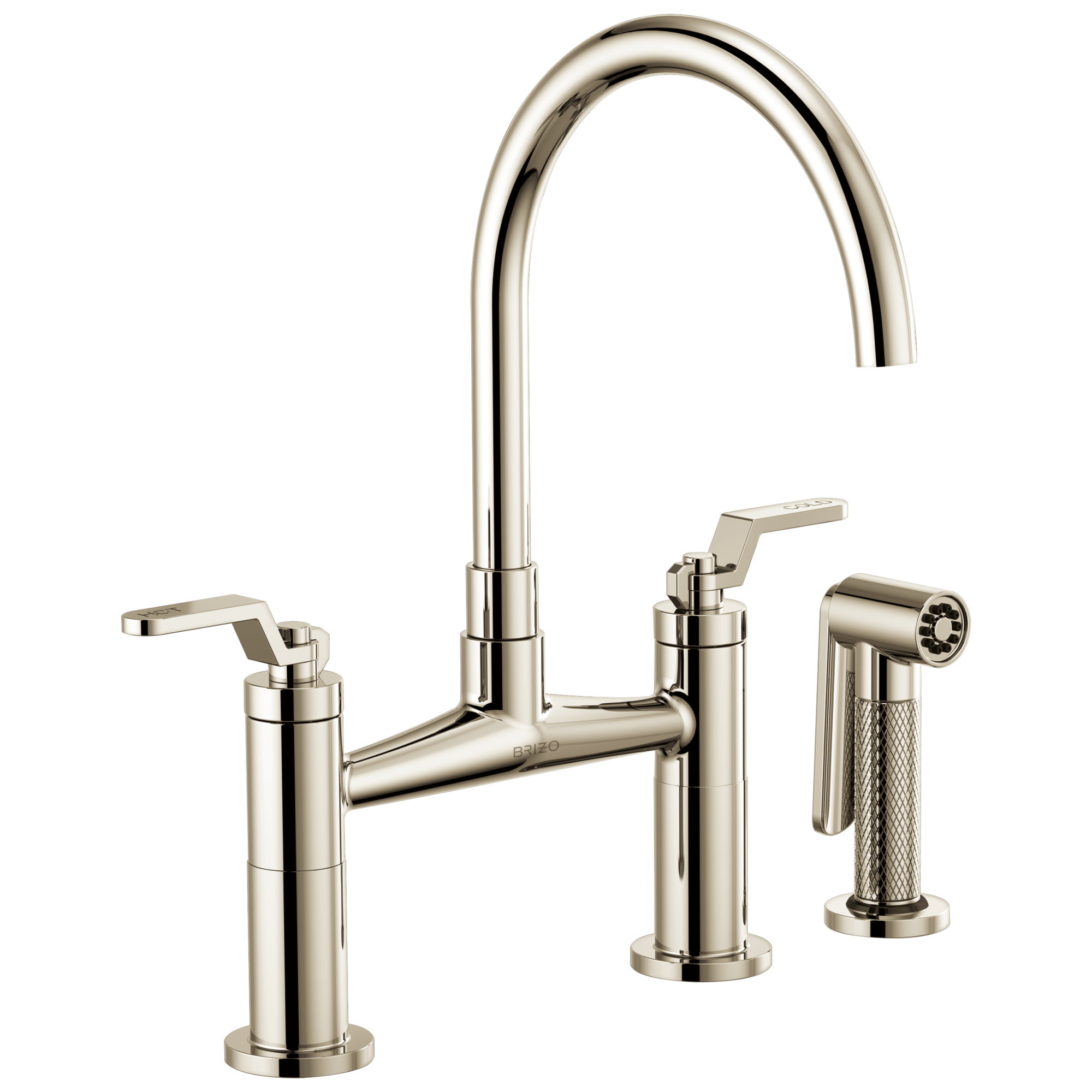 polished nickel bridge faucet