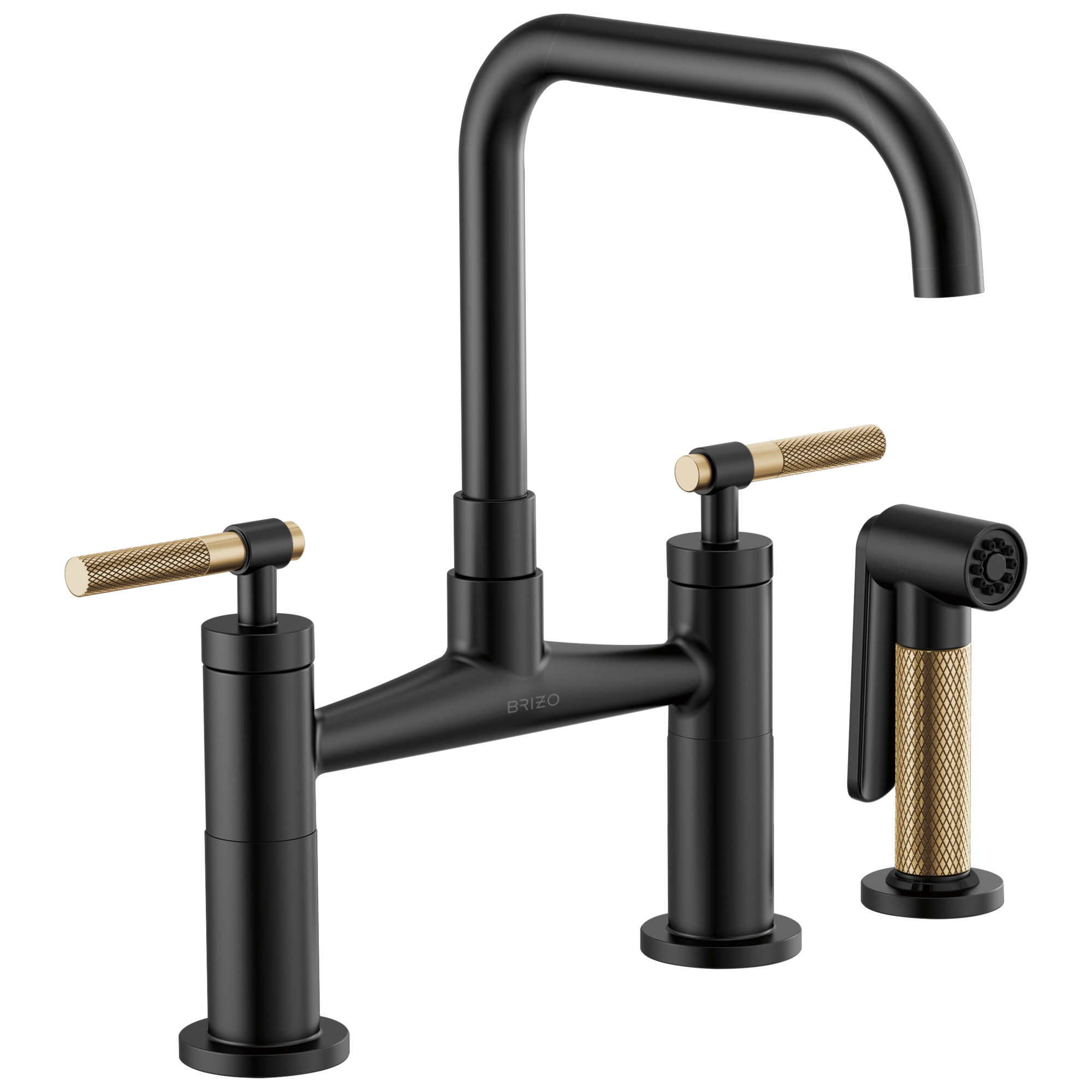 matte black / luxe gold bridge faucet
