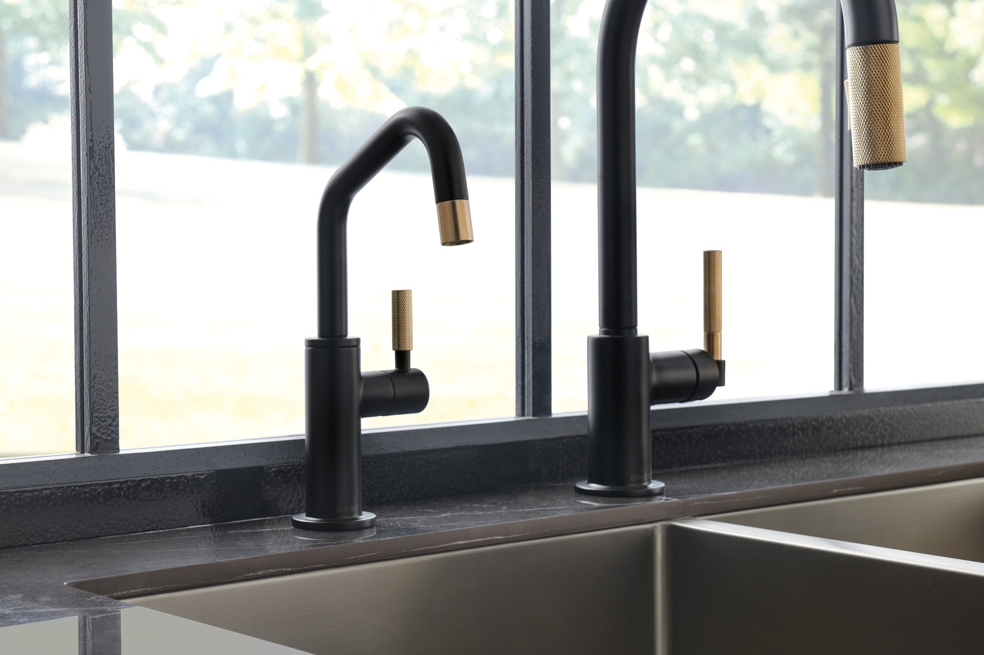 matte black/luxe gold beverage faucet