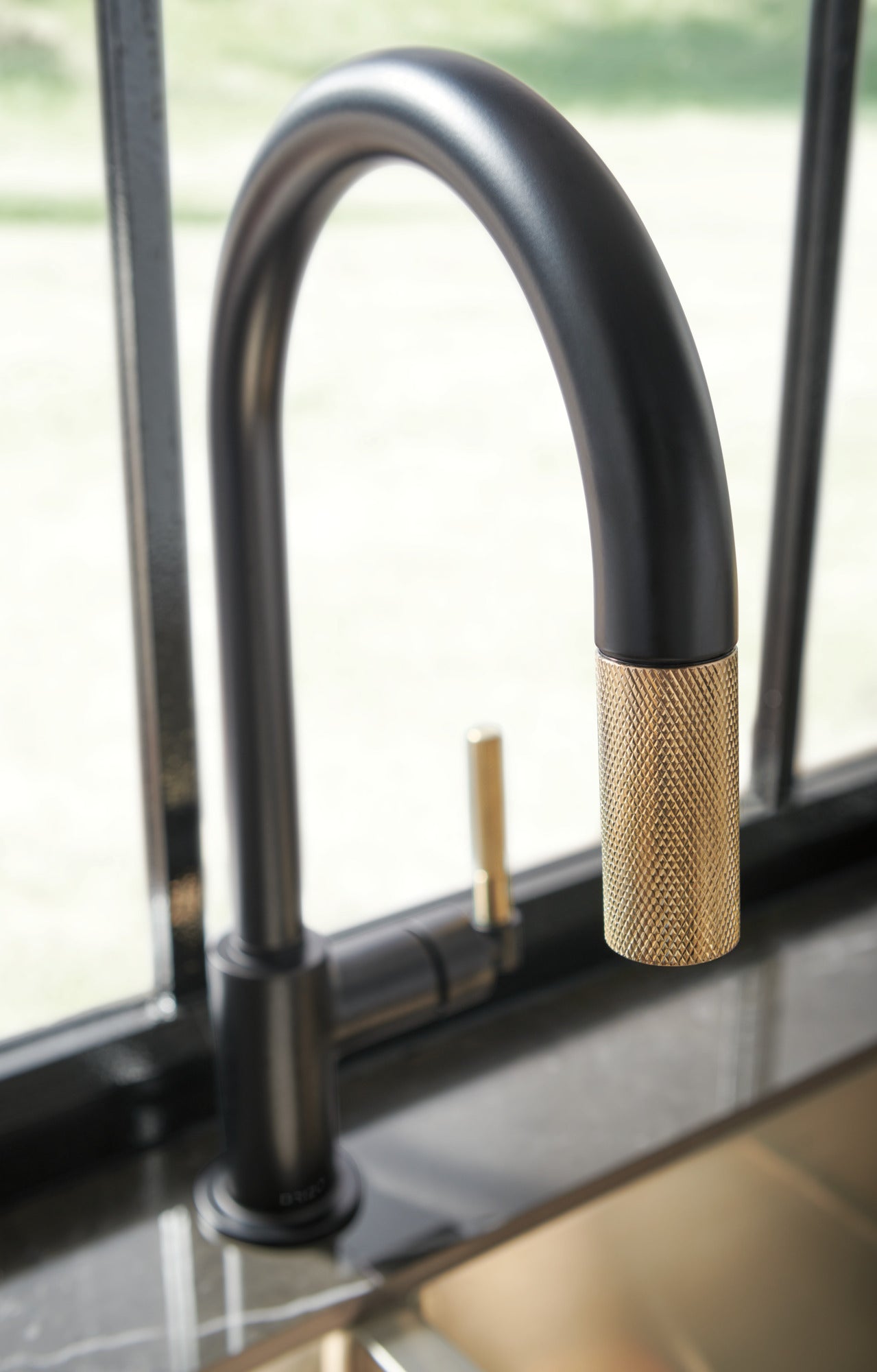 matte black / luxe gold pull-down faucet