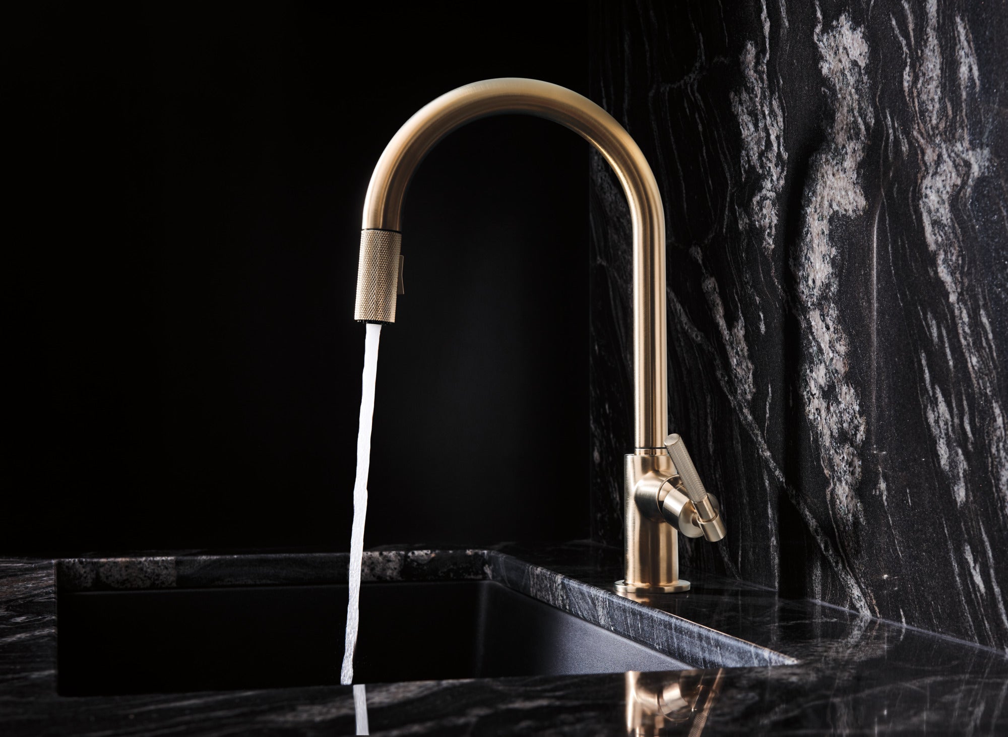 luxe gold pull-down faucet