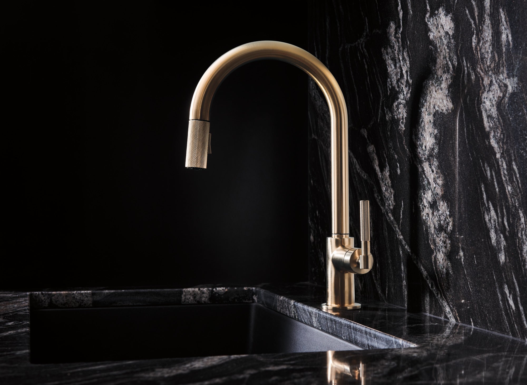 luxe gold pull-down faucet