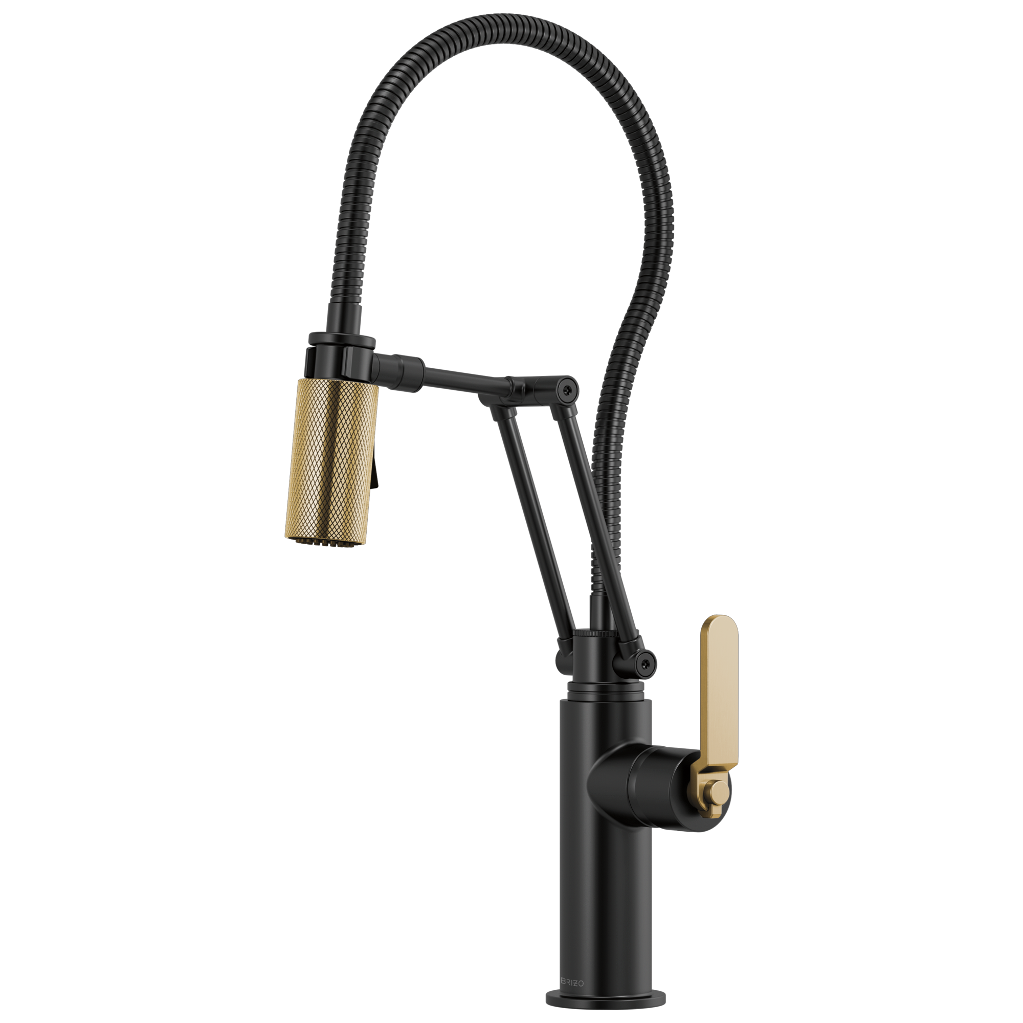 matte black / luxe gold articulating faucet