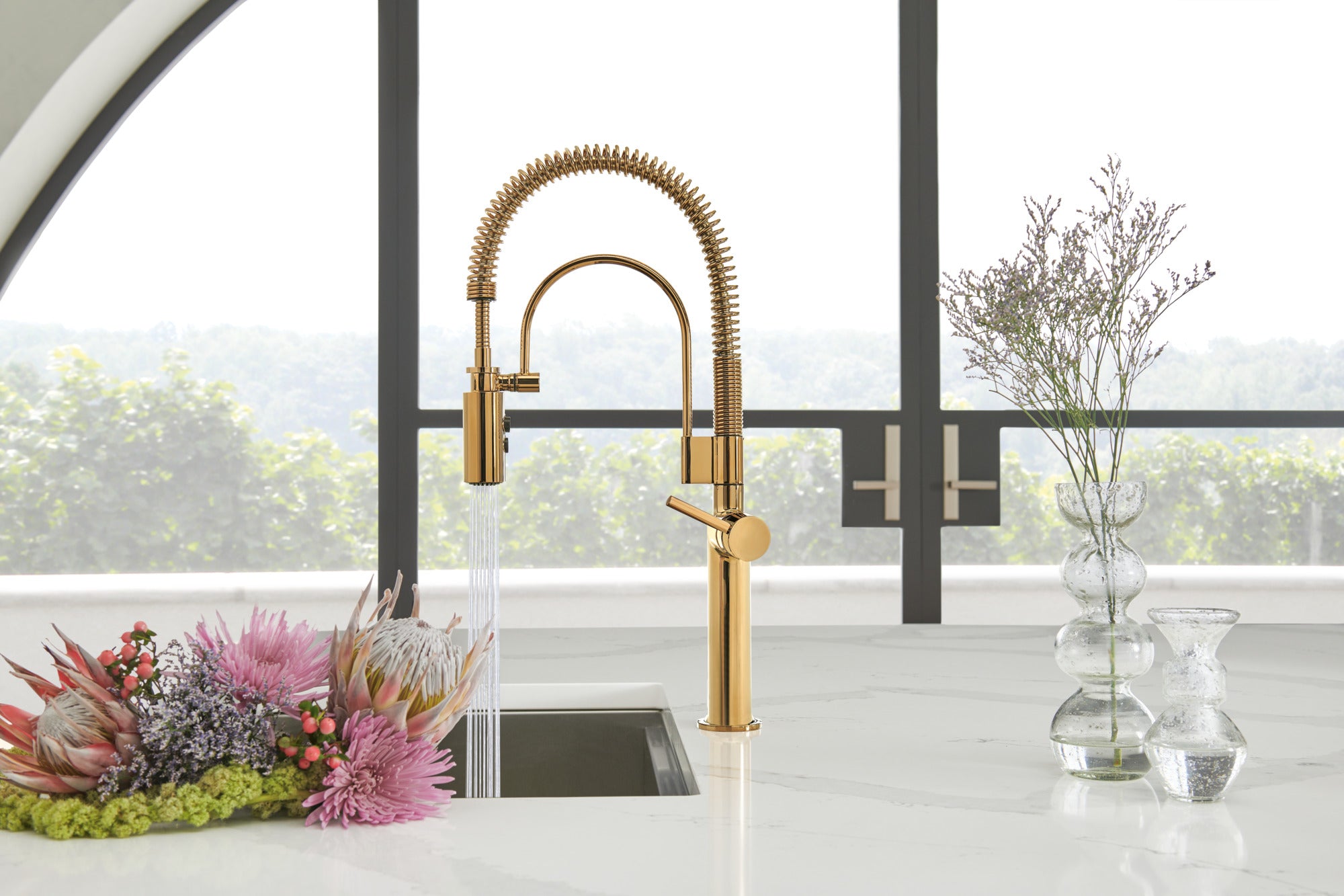 polished gold kitchen faucet