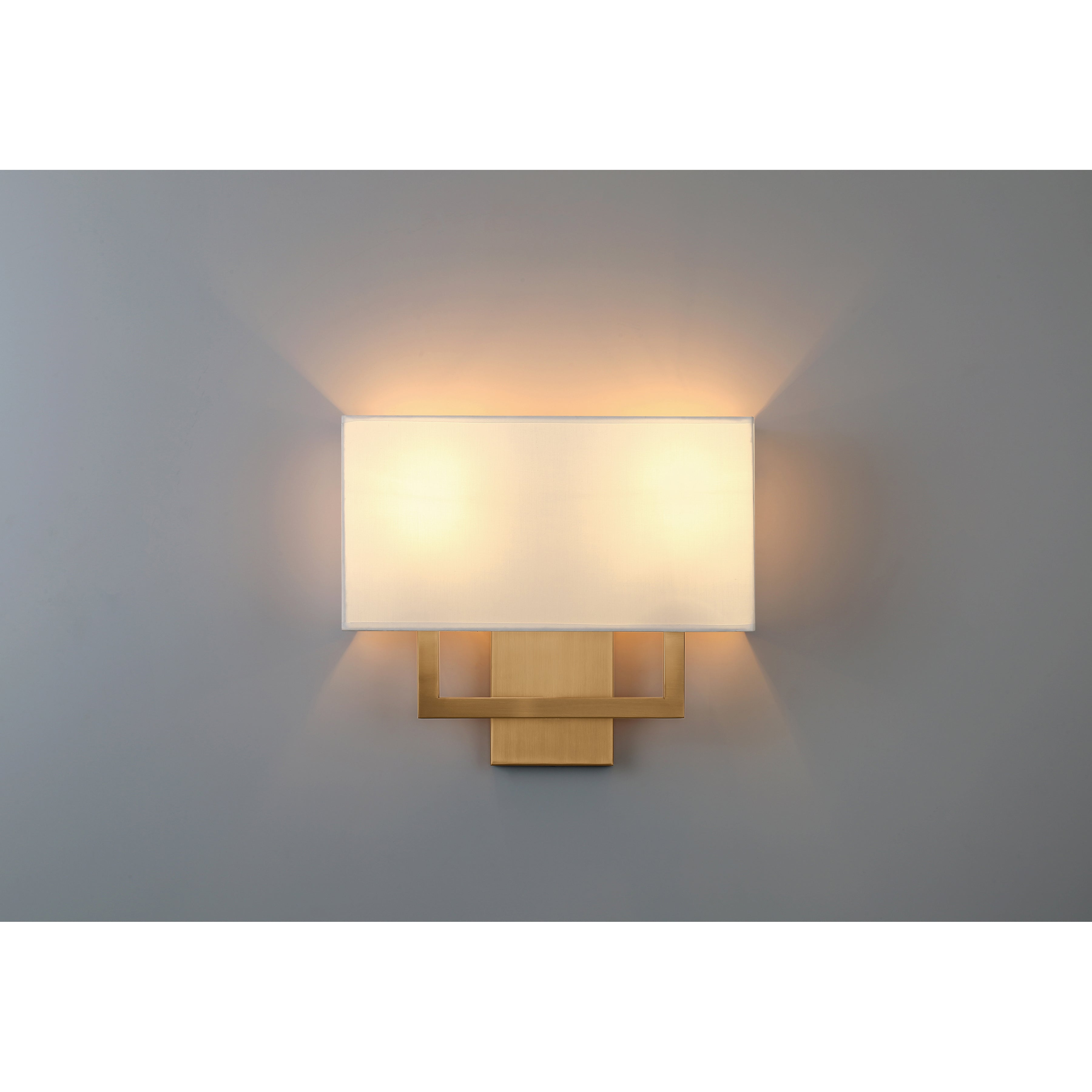 antique brushed brass 2 light led wall sconce