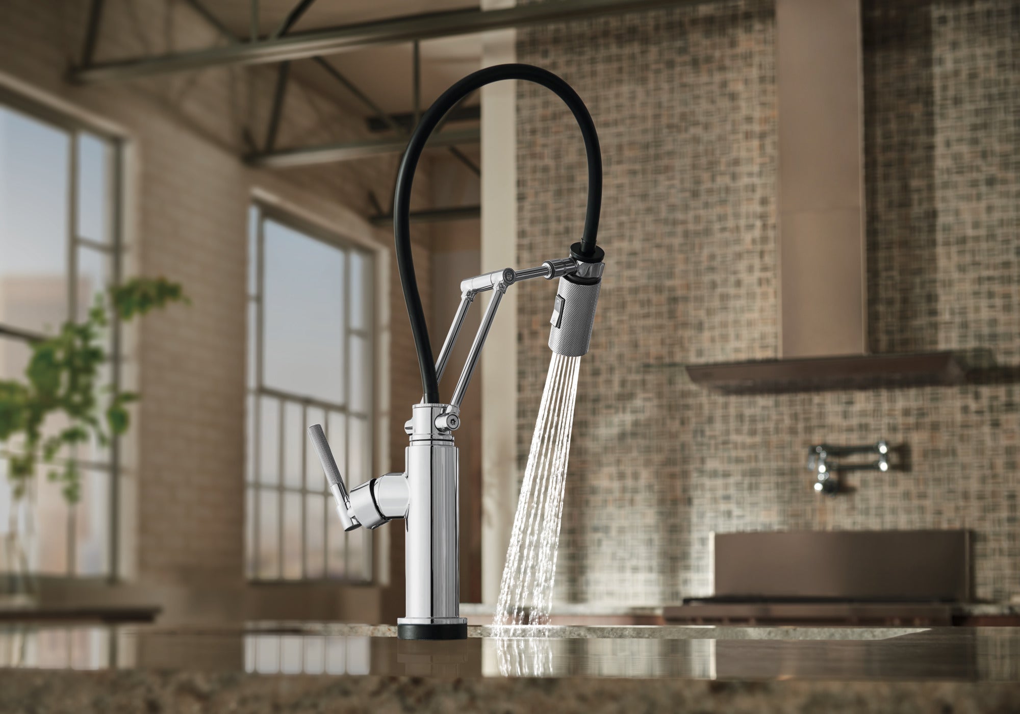 chrome kitchen faucet
