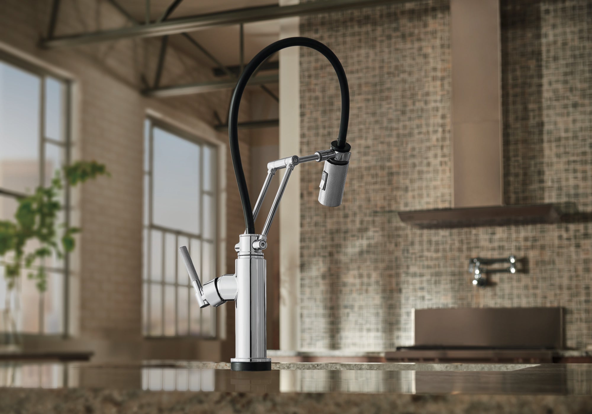 chrome kitchen faucet