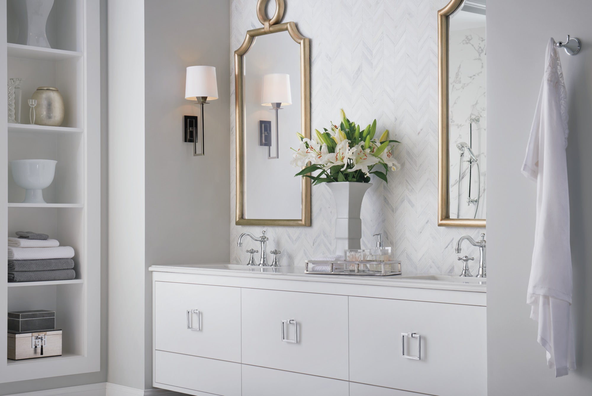 chrome lavatory faucet