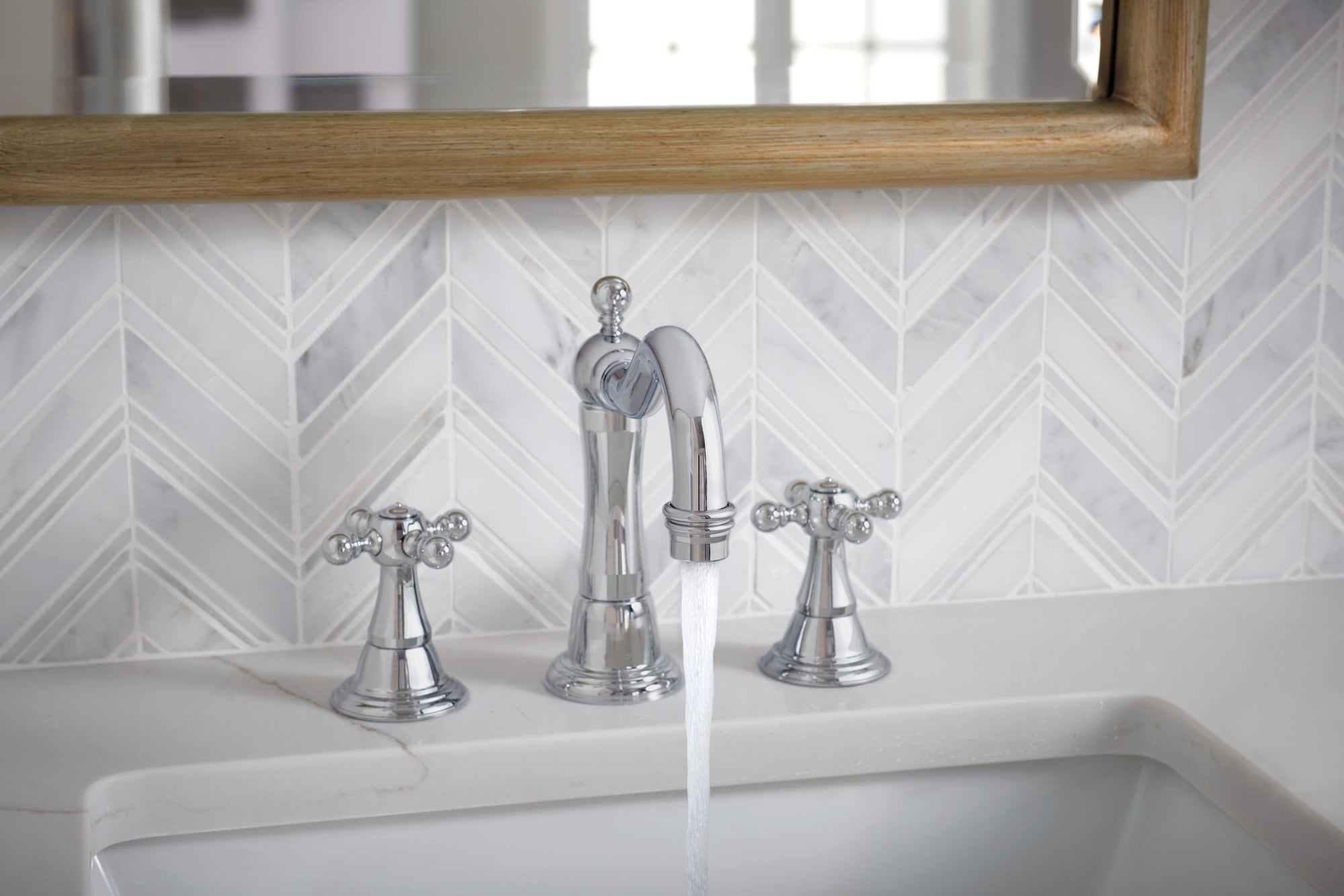 chrome lavatory faucet
