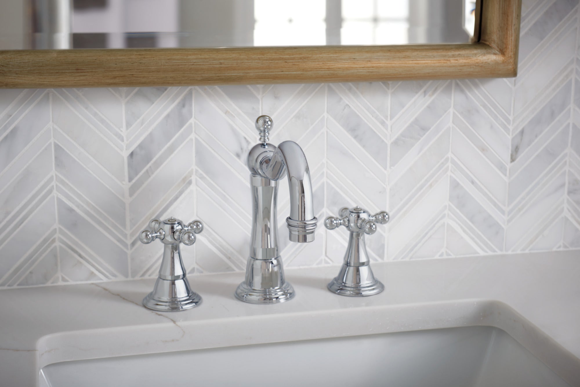 chrome lavatory faucet