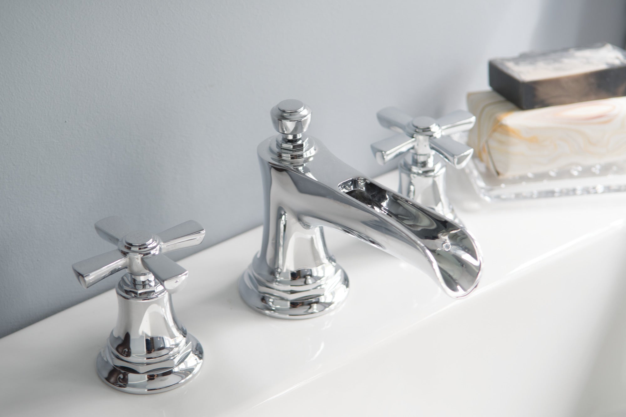 chrome lavatory faucet
