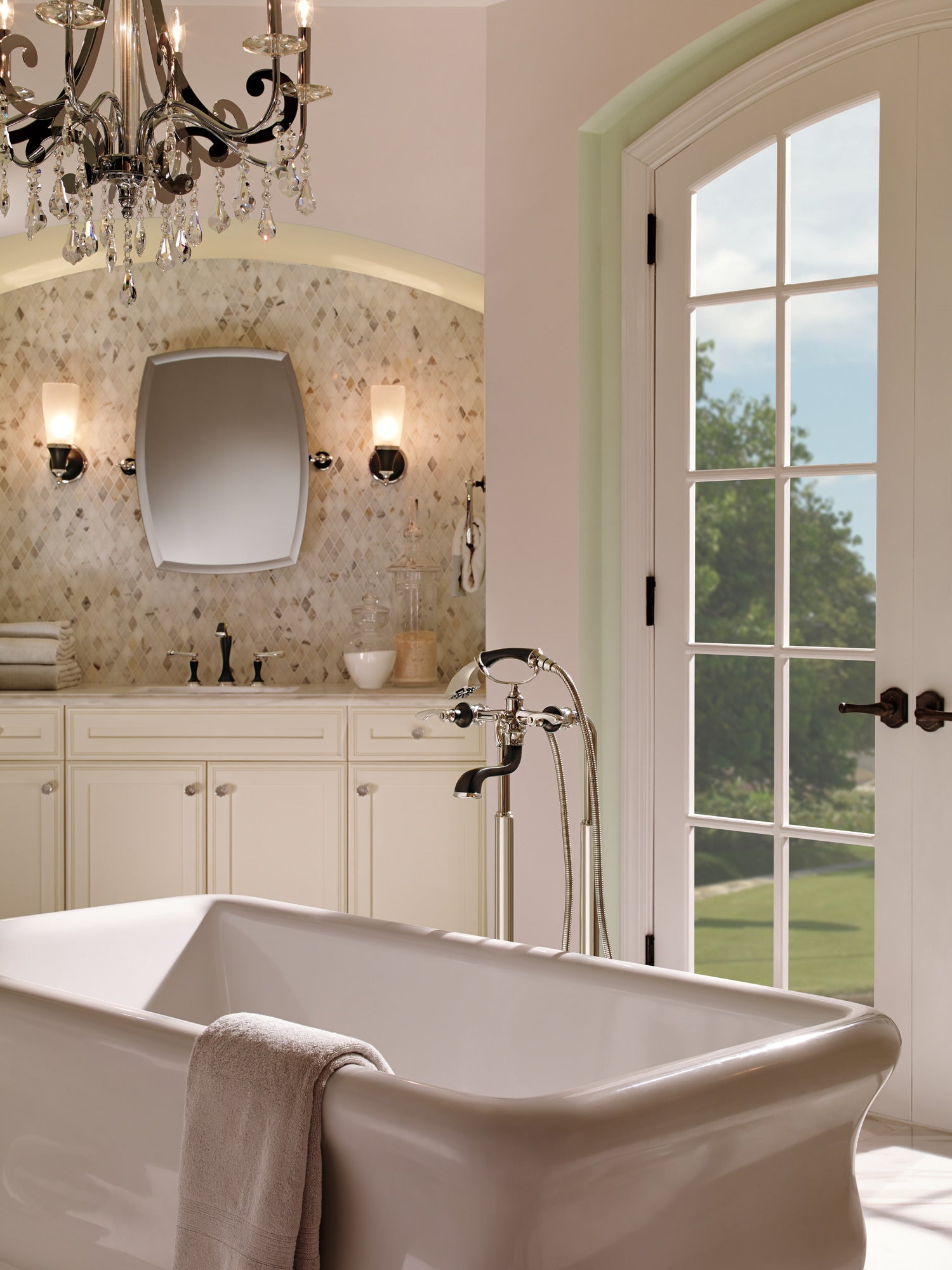 cocoa bronze / polished nickel tub filler trim kit