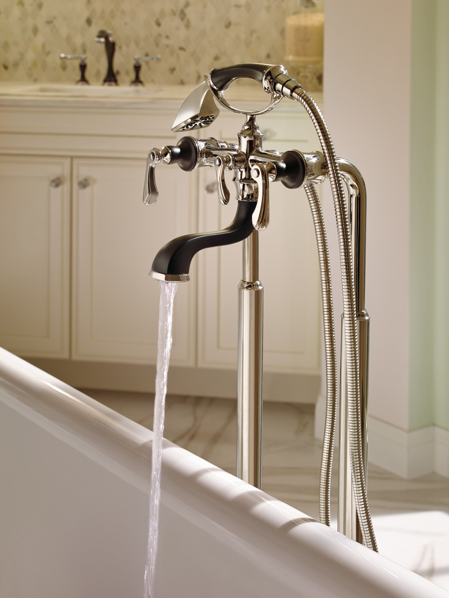 cocoa bronze / polished nickel tub filler trim kit