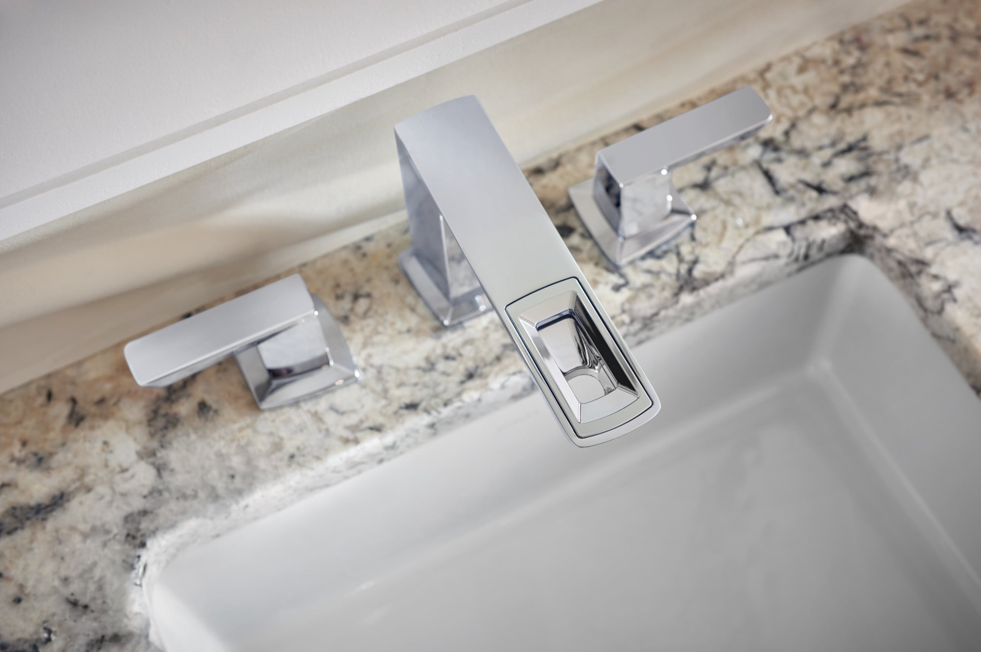 chrome lavatory faucet