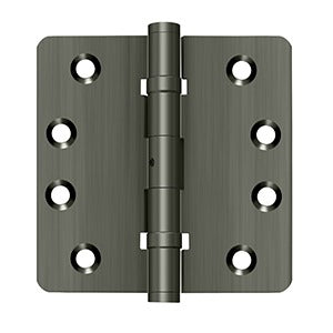 Deltana 4" x 4" x 1/4" Radius Hinges, Ball Bearings, NRP, Solid Brass
