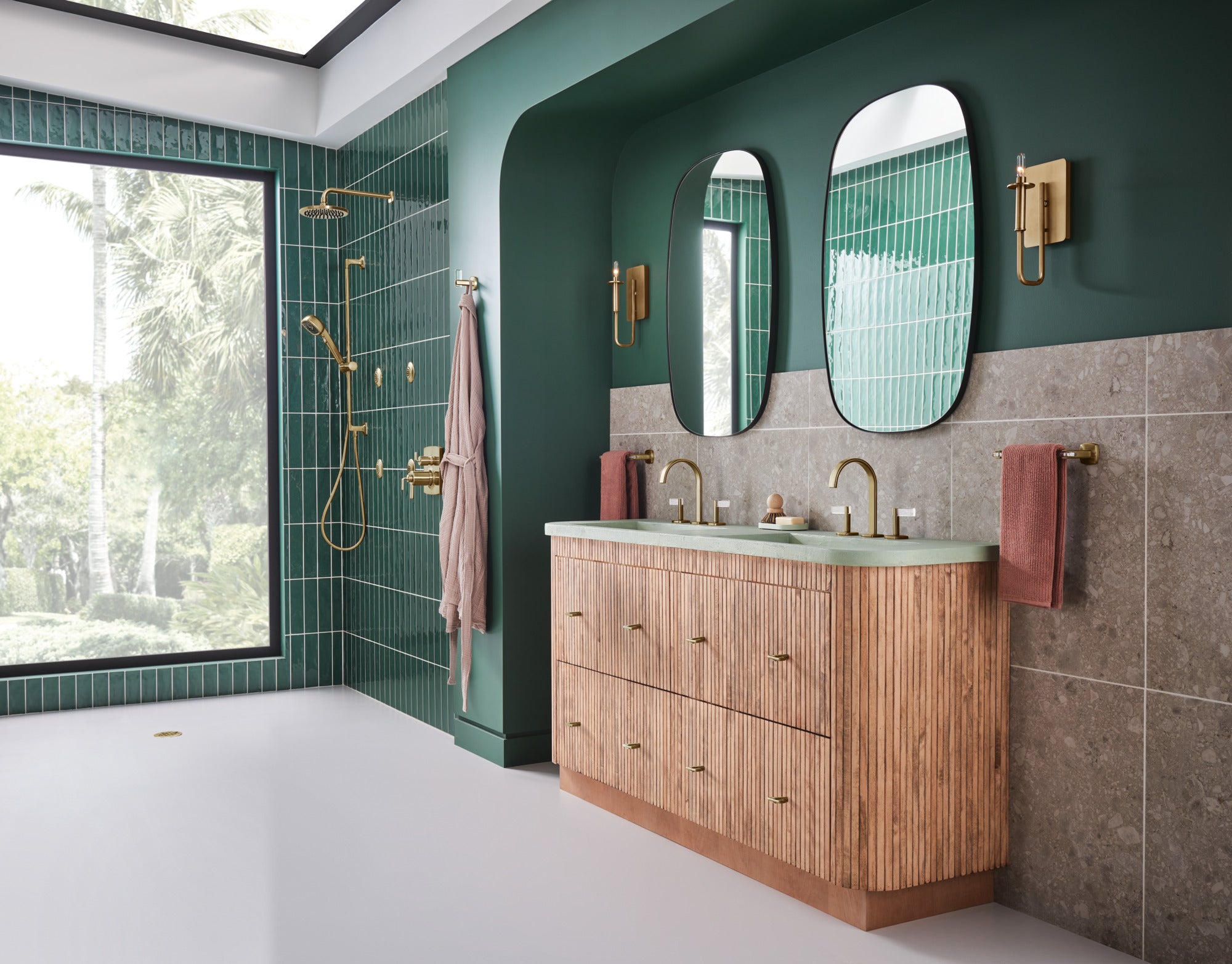 luxe gold shower arm and flange