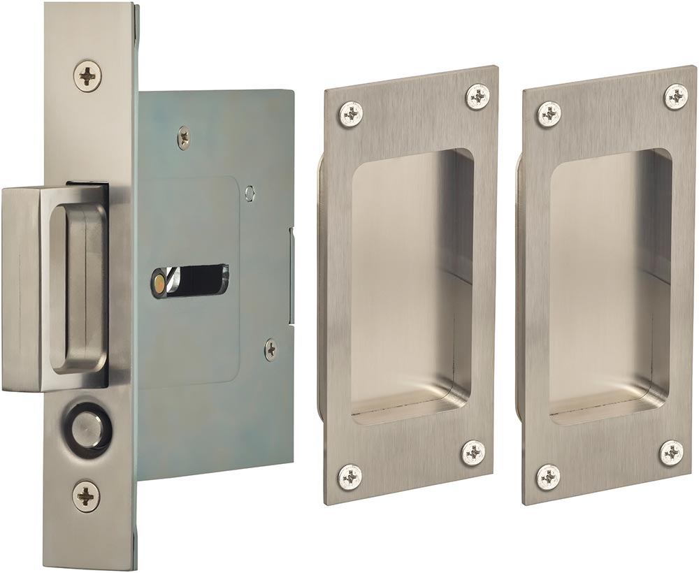 Omnia Stainless Steel Modern Rectangular Flush Cup Pokcet Door Set