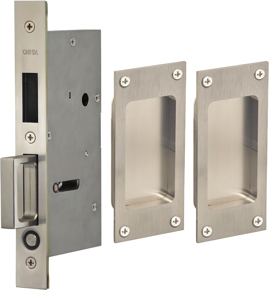 Omnia Stainless Steel Modern Rectangular Flush Cup Pokcet Door Set