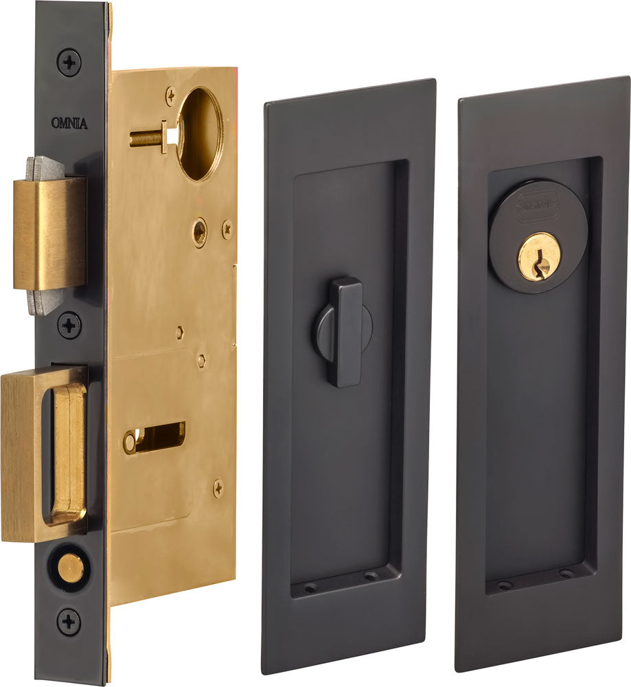 Omnia Solid Brass Modern Rectangular Flush Cup Pokcet Door Set