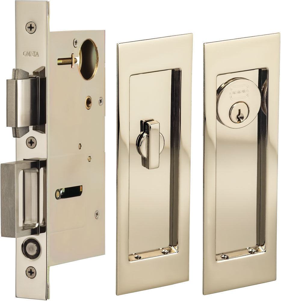Omnia Solid Brass Modern Rectangular Flush Cup Pokcet Door Set