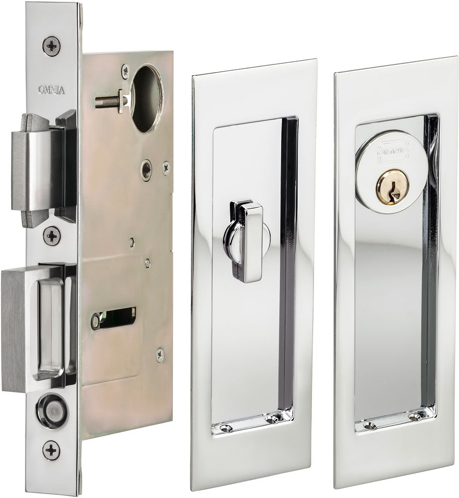 Omnia Solid Brass Modern Rectangular Flush Cup Pokcet Door Set