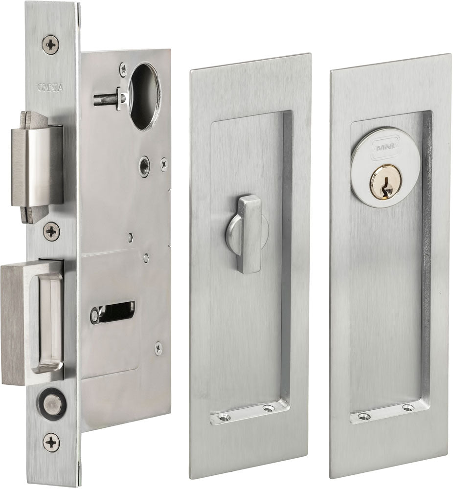 Omnia Solid Brass Modern Rectangular Flush Cup Pokcet Door Set
