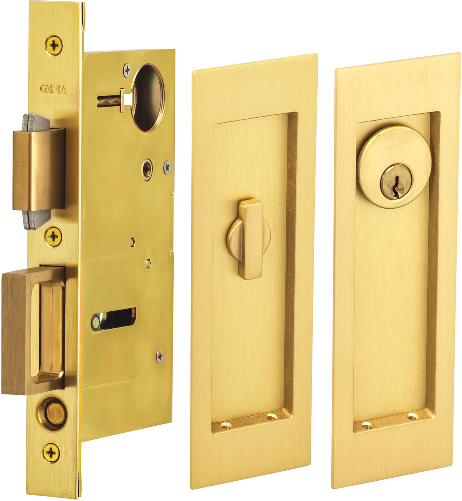 Omnia Solid Brass Modern Rectangular Flush Cup Pokcet Door Set