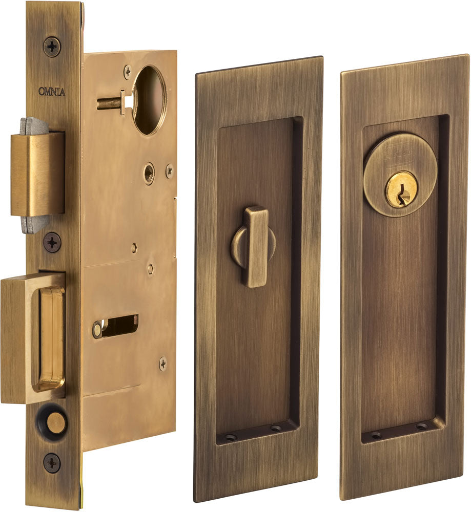 Omnia Solid Brass Modern Rectangular Flush Cup Pokcet Door Set