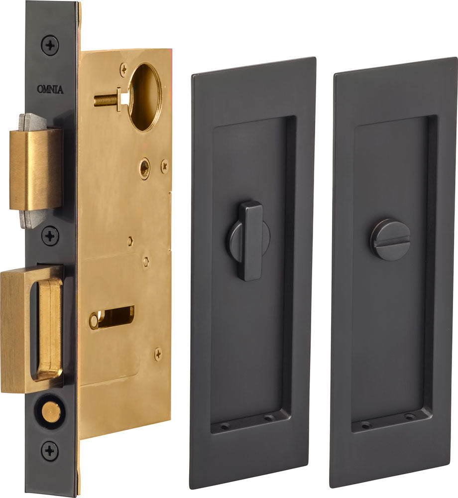 Omnia Solid Brass Modern Rectangular Flush Cup Pokcet Door Set