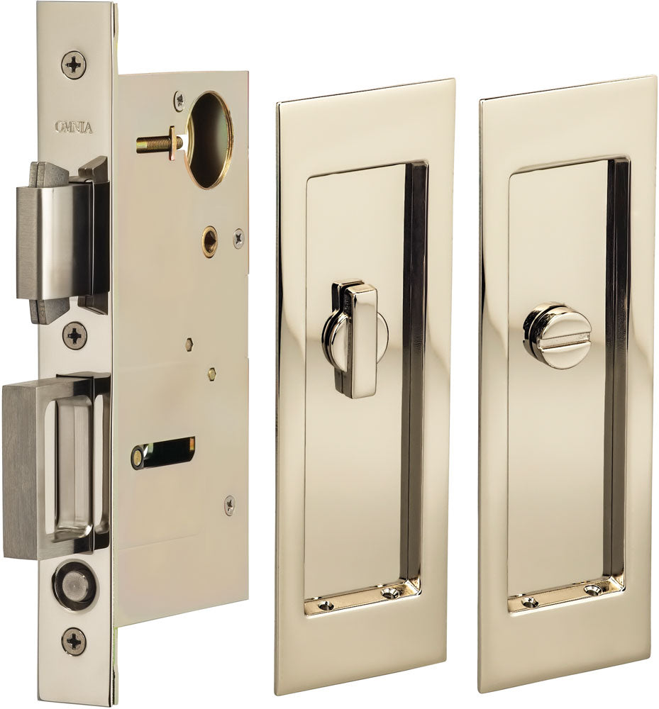 Omnia Solid Brass Modern Rectangular Flush Cup Pokcet Door Set