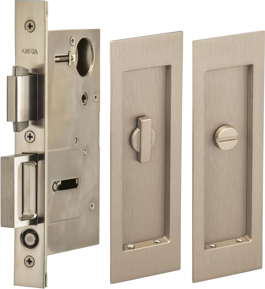 Omnia Solid Brass Modern Rectangular Flush Cup Pokcet Door Set
