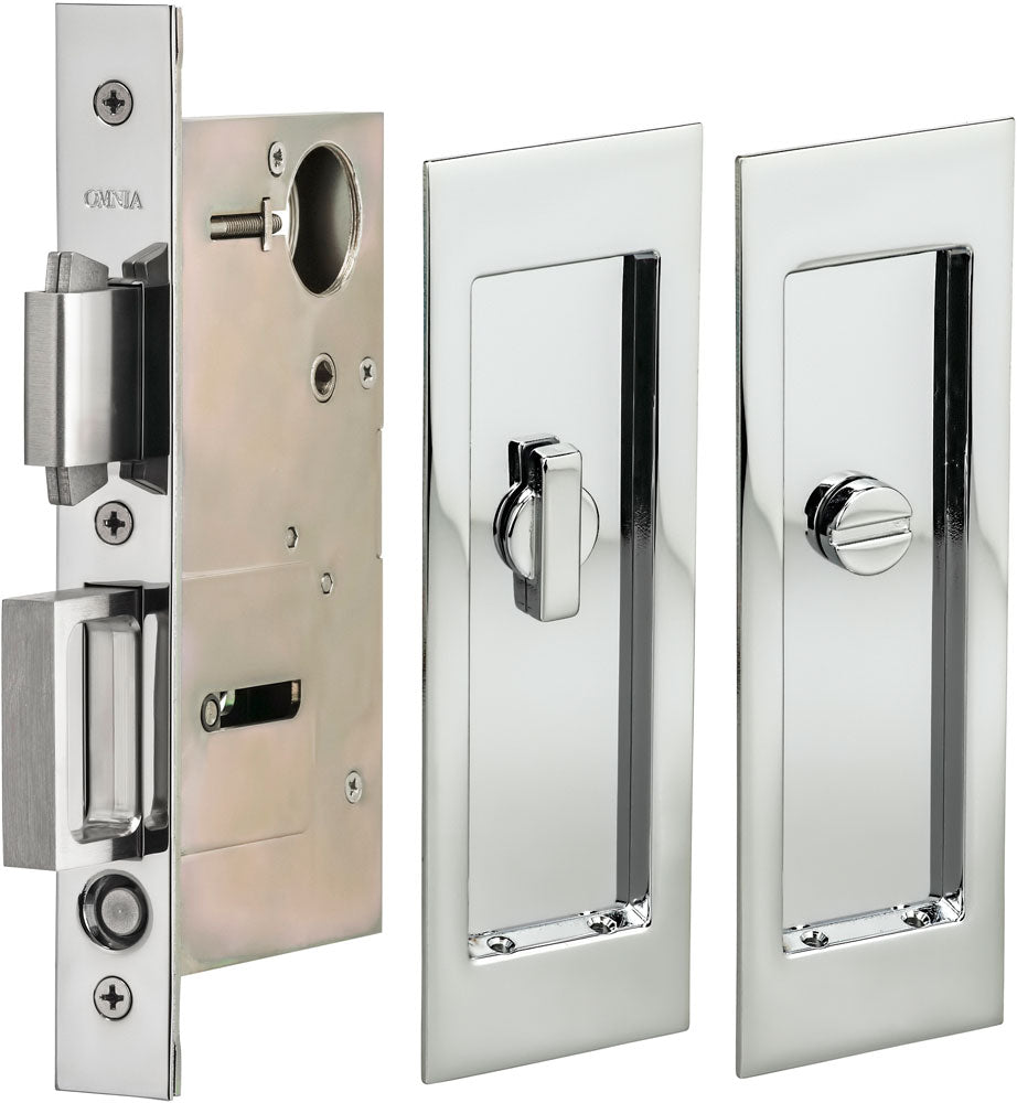 Omnia Solid Brass Modern Rectangular Flush Cup Pokcet Door Set