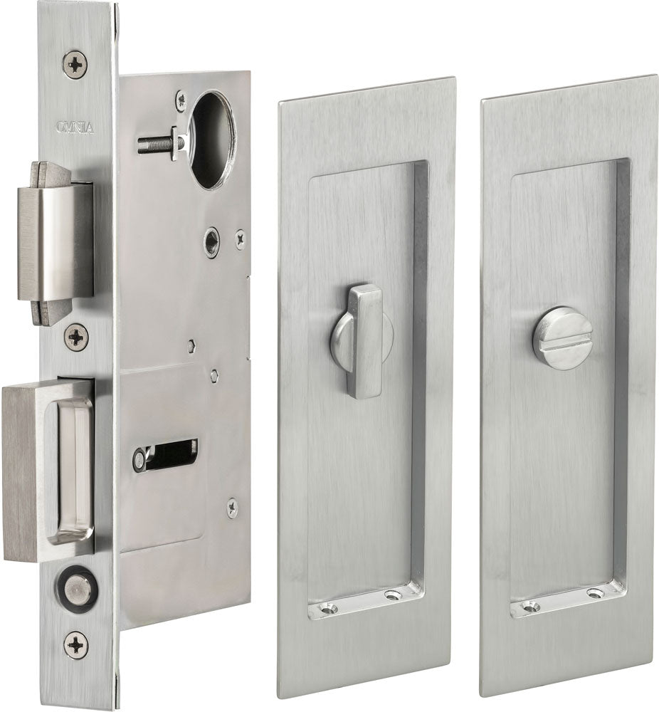 Omnia Solid Brass Modern Rectangular Flush Cup Pokcet Door Set