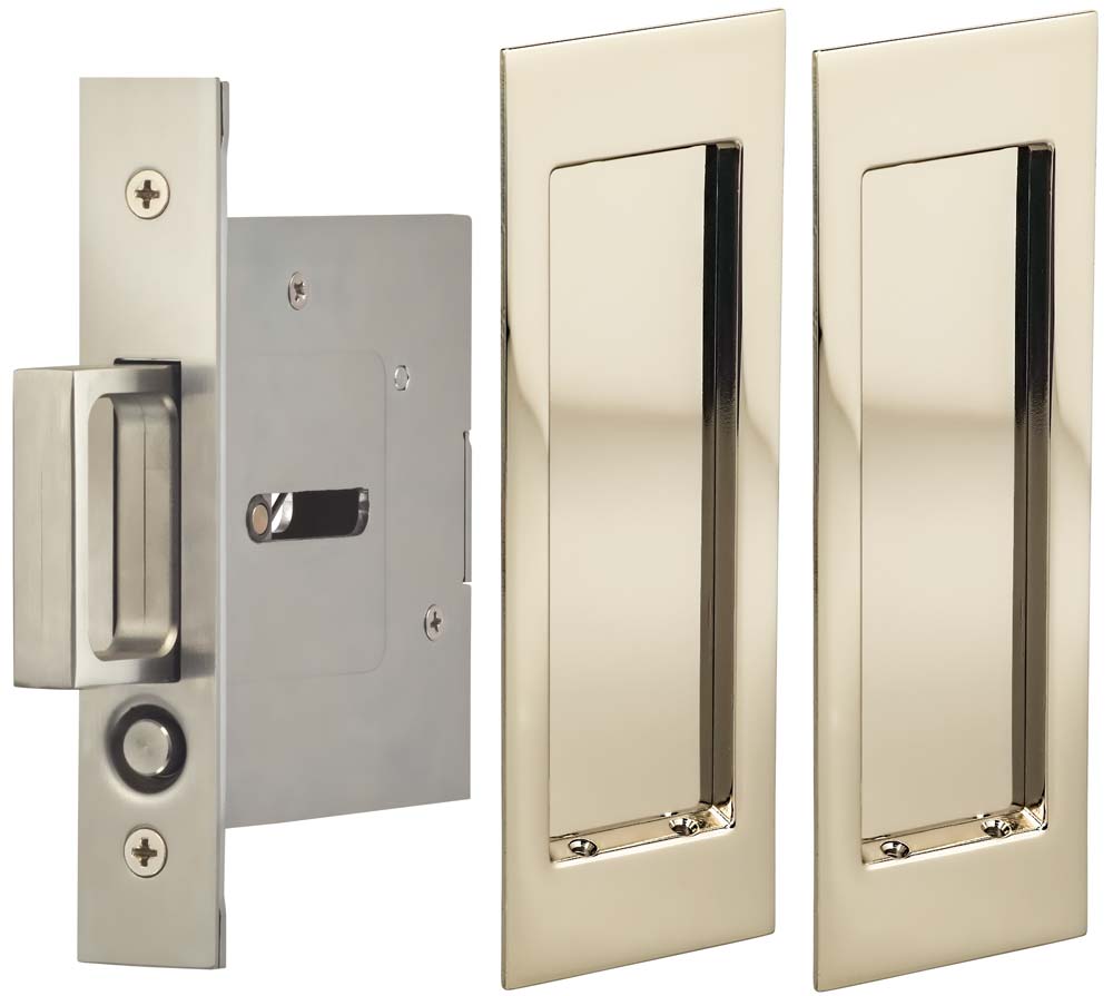 Omnia Solid Brass Modern Rectangular Flush Cup Pokcet Door Set