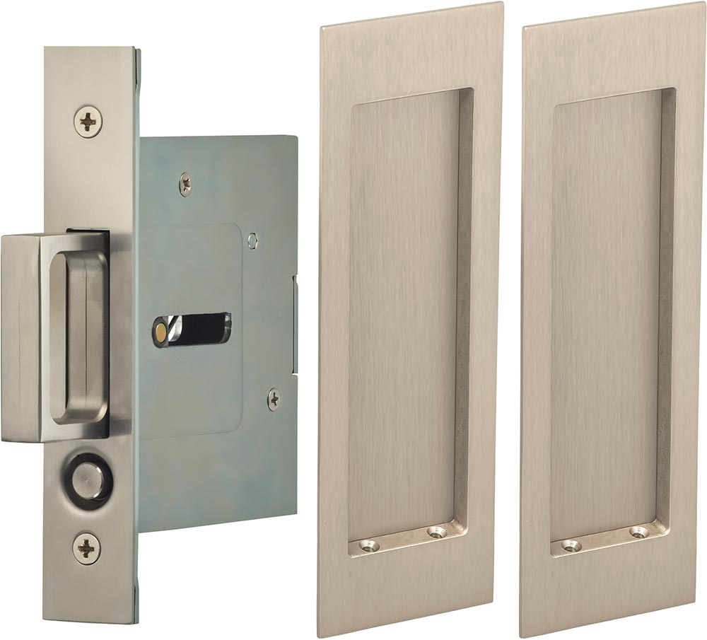 Omnia Solid Brass Modern Rectangular Flush Cup Pokcet Door Set