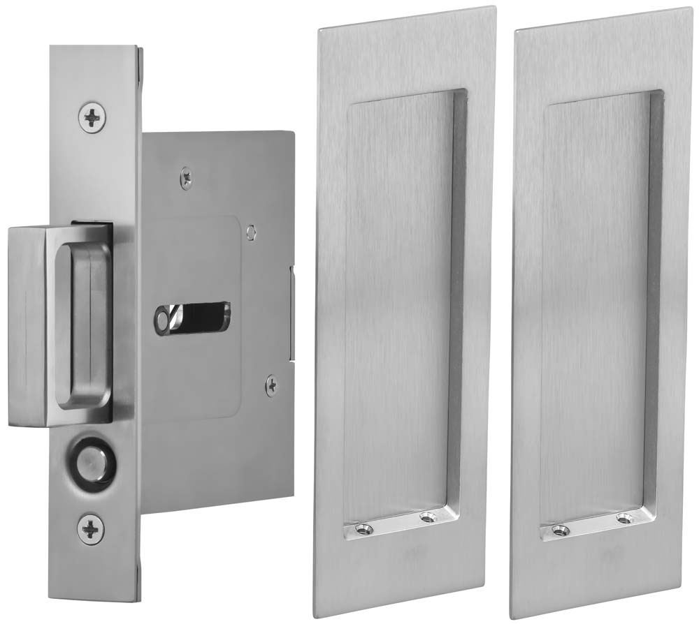 Omnia Solid Brass Modern Rectangular Flush Cup Pokcet Door Set