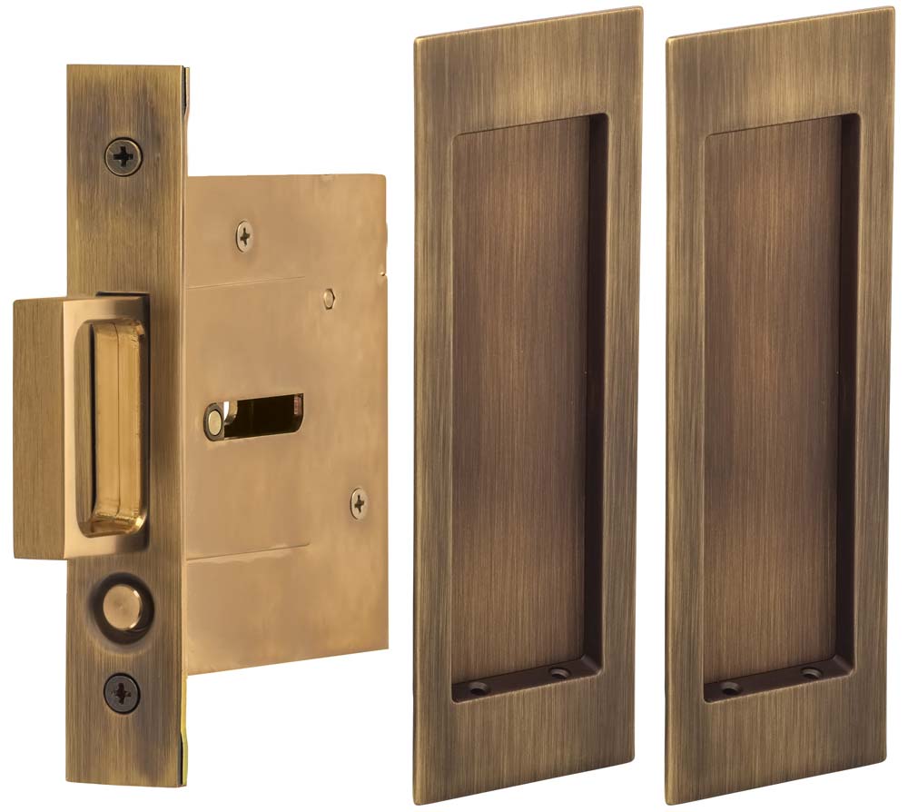 Omnia Solid Brass Modern Rectangular Flush Cup Pokcet Door Set