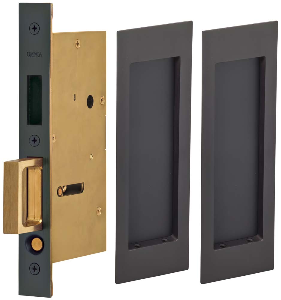 Omnia Solid Brass Modern Rectangular Flush Cup Pokcet Door Set