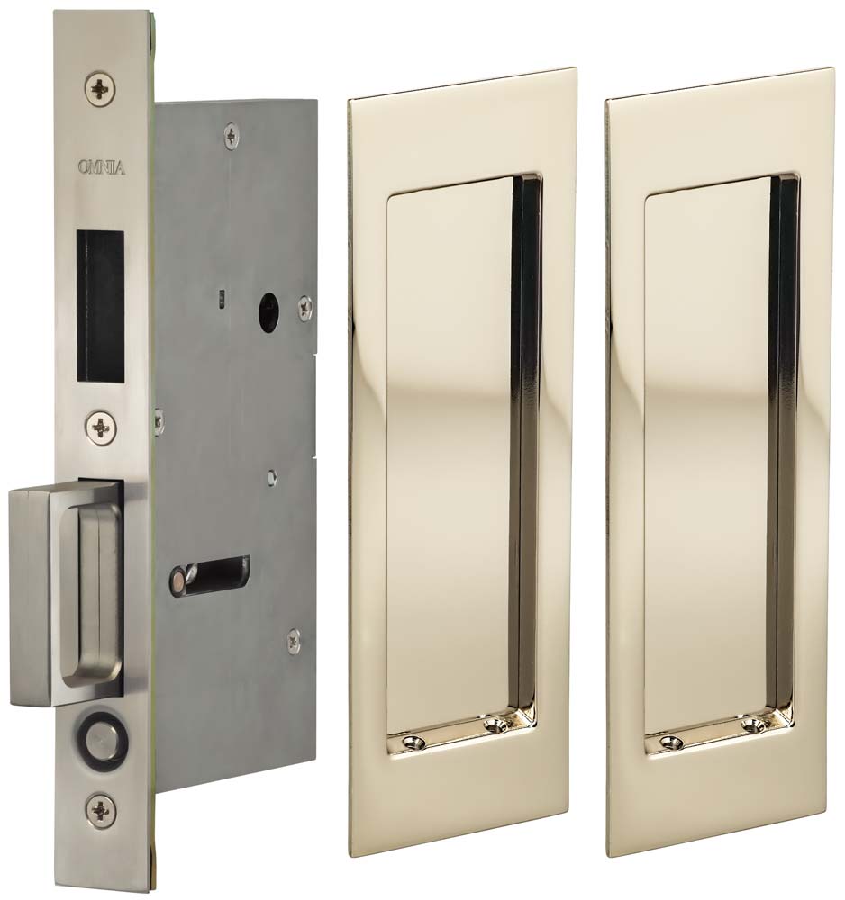 Omnia Solid Brass Modern Rectangular Flush Cup Pokcet Door Set