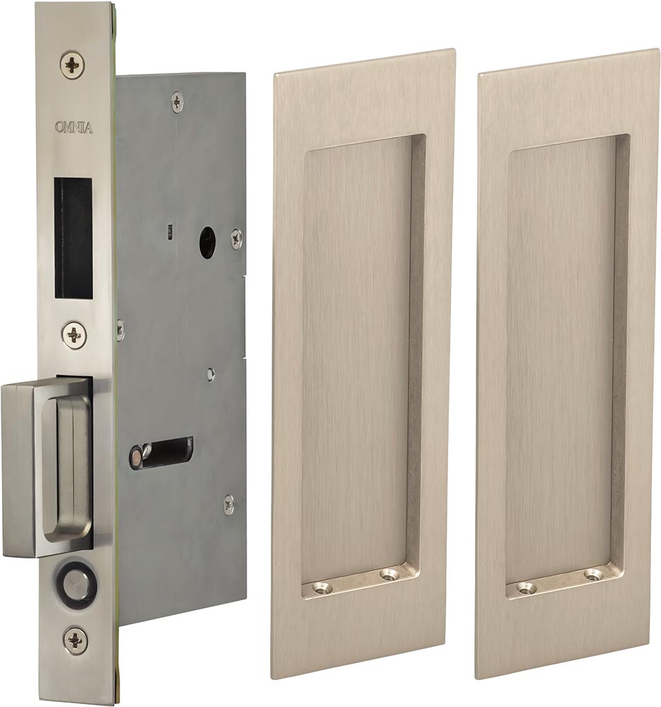 Omnia Solid Brass Modern Rectangular Flush Cup Pokcet Door Set