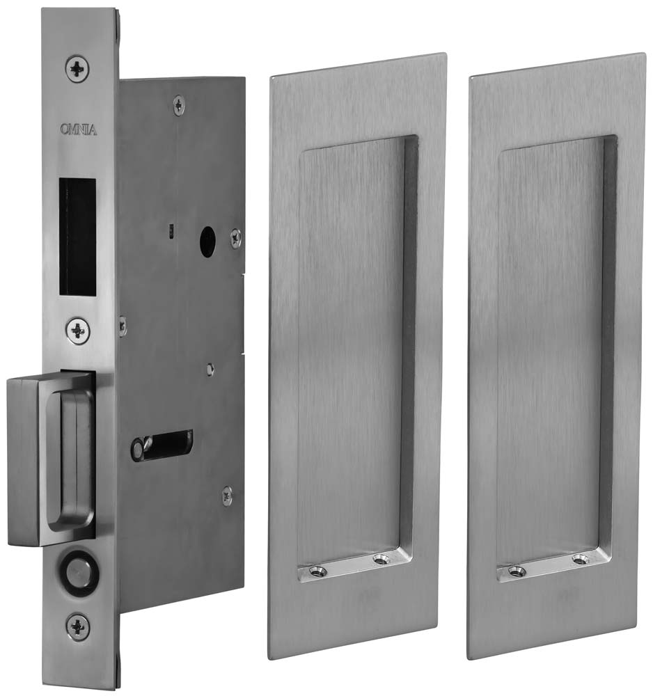 Omnia Solid Brass Modern Rectangular Flush Cup Pokcet Door Set