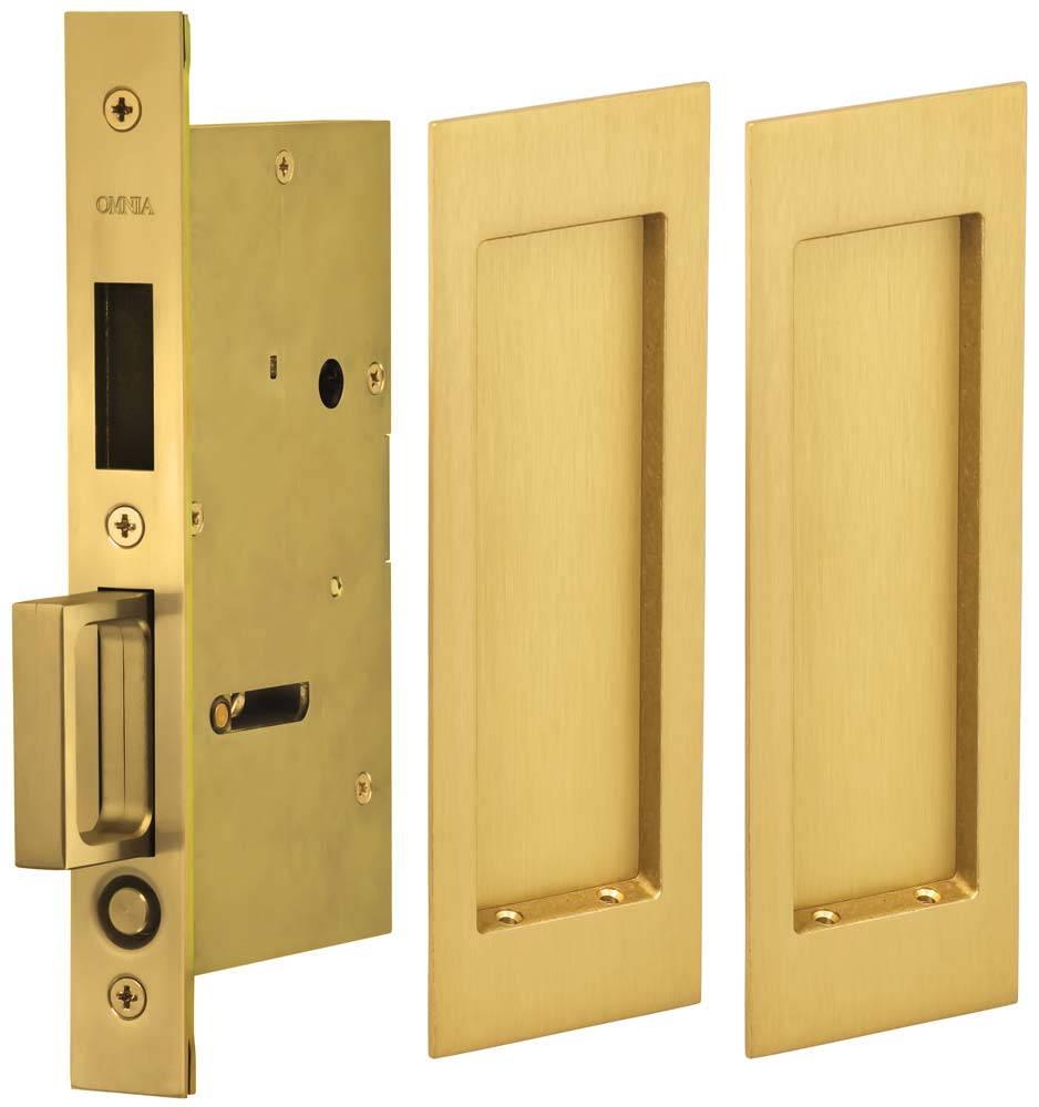 Omnia Solid Brass Modern Rectangular Flush Cup Pokcet Door Set