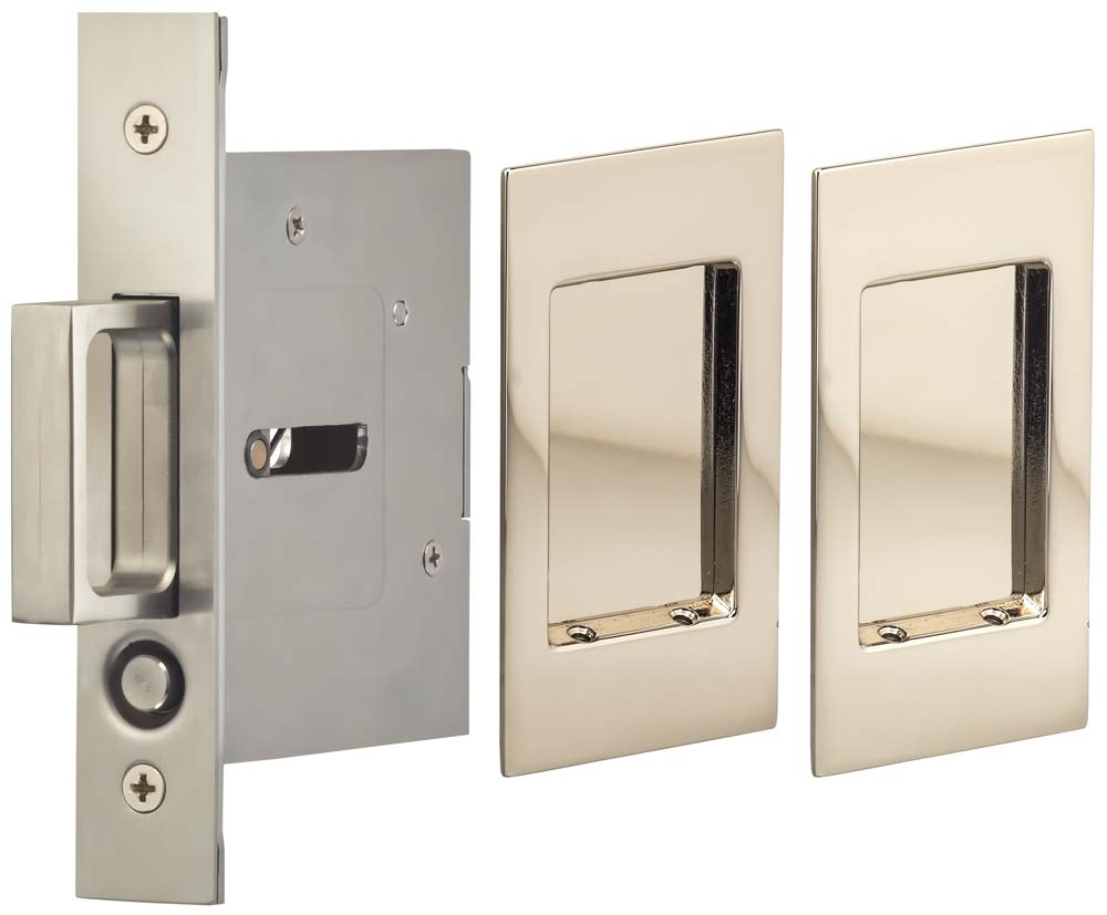 Omnia Solid Brass Modern Rectangular Flush Cup Pokcet Door Set